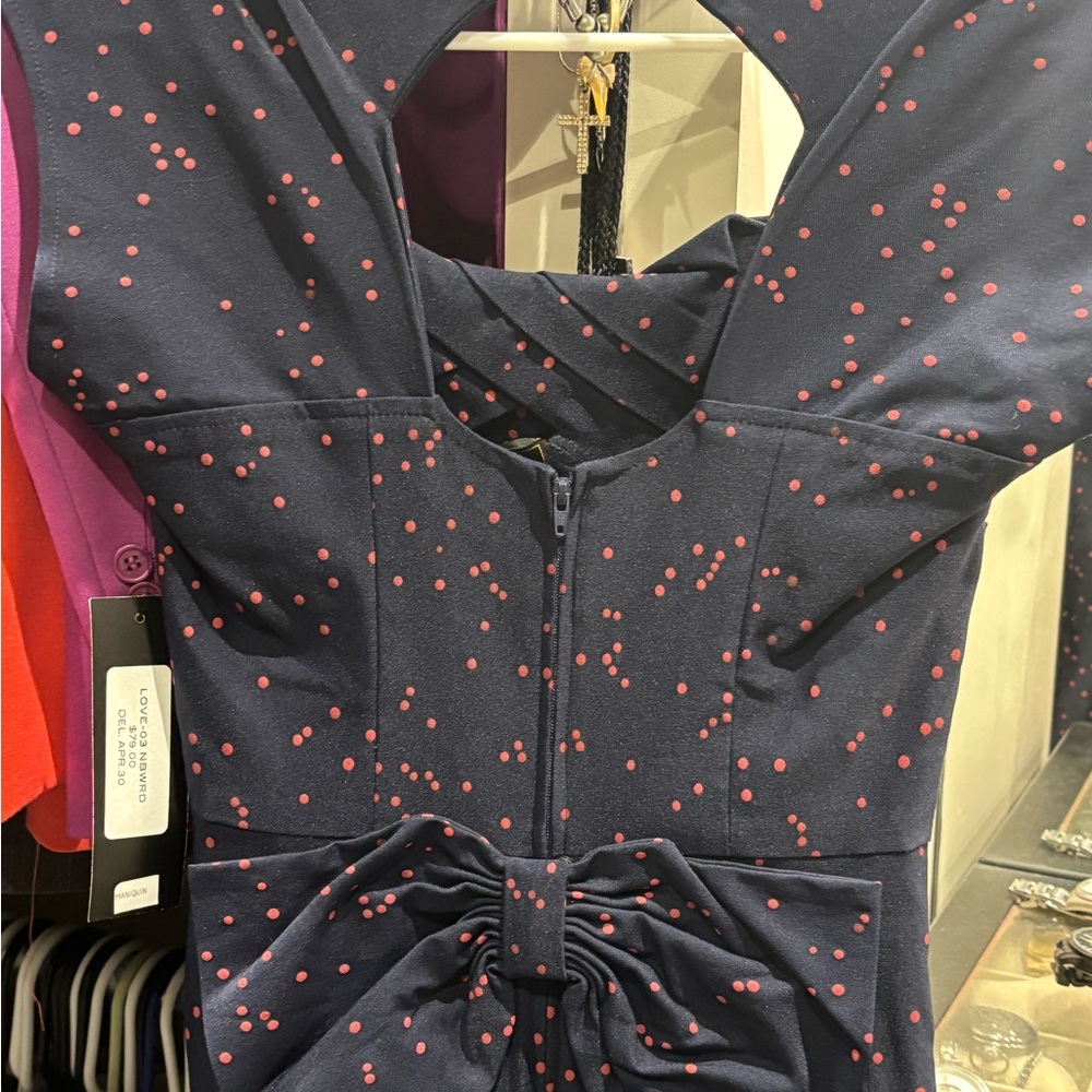 Stop Staring Navy Dress with Red Dots - NWT - Picture 4 of 4